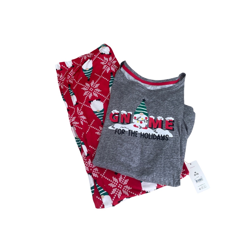 Secret Treasures Womens Gnome for the Holidays Pajama Set Gray Red Size M 8-10